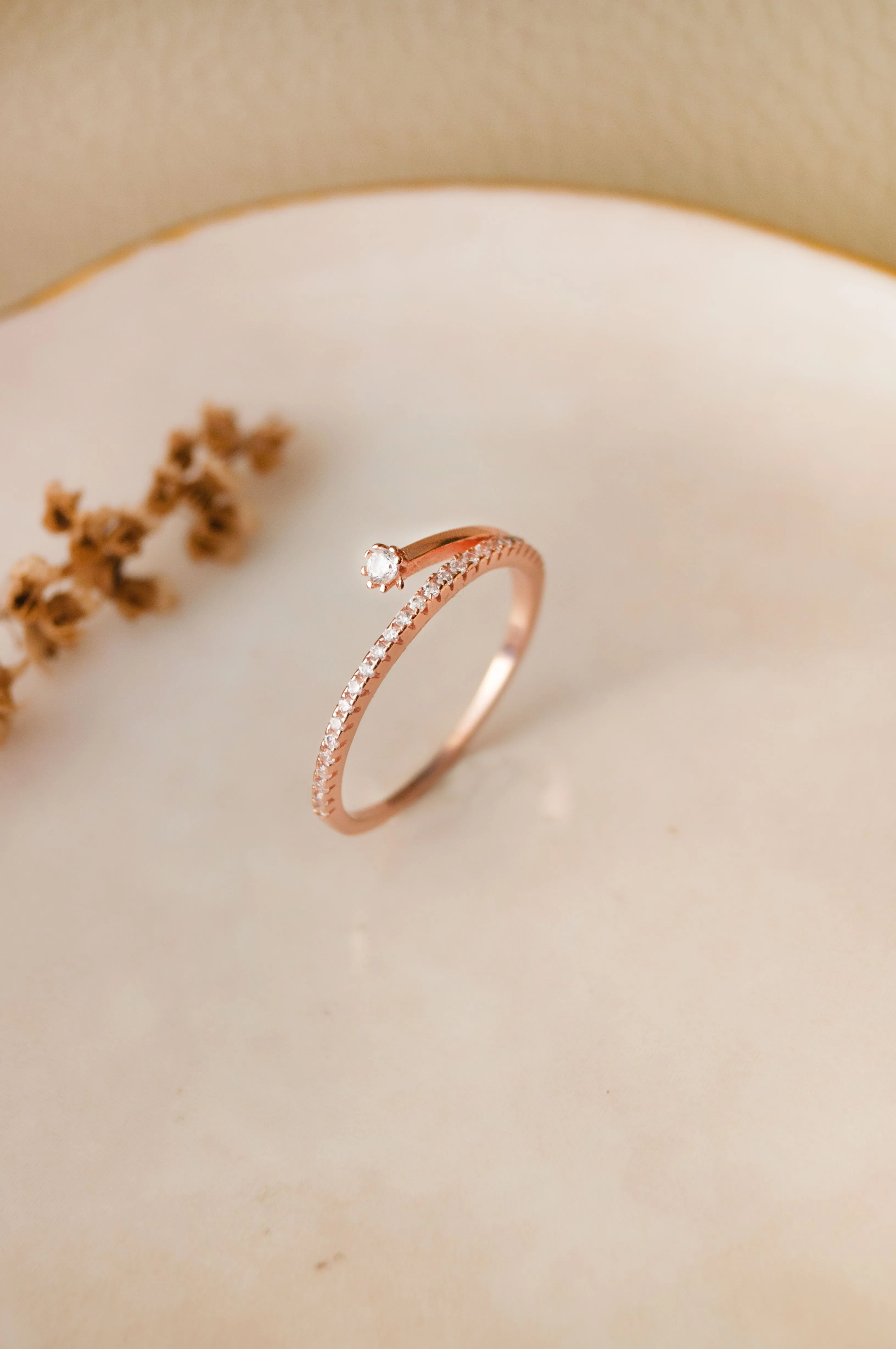 Eternity Ring With A Twist Rose Gold Plated Sterling Silver Band Ring