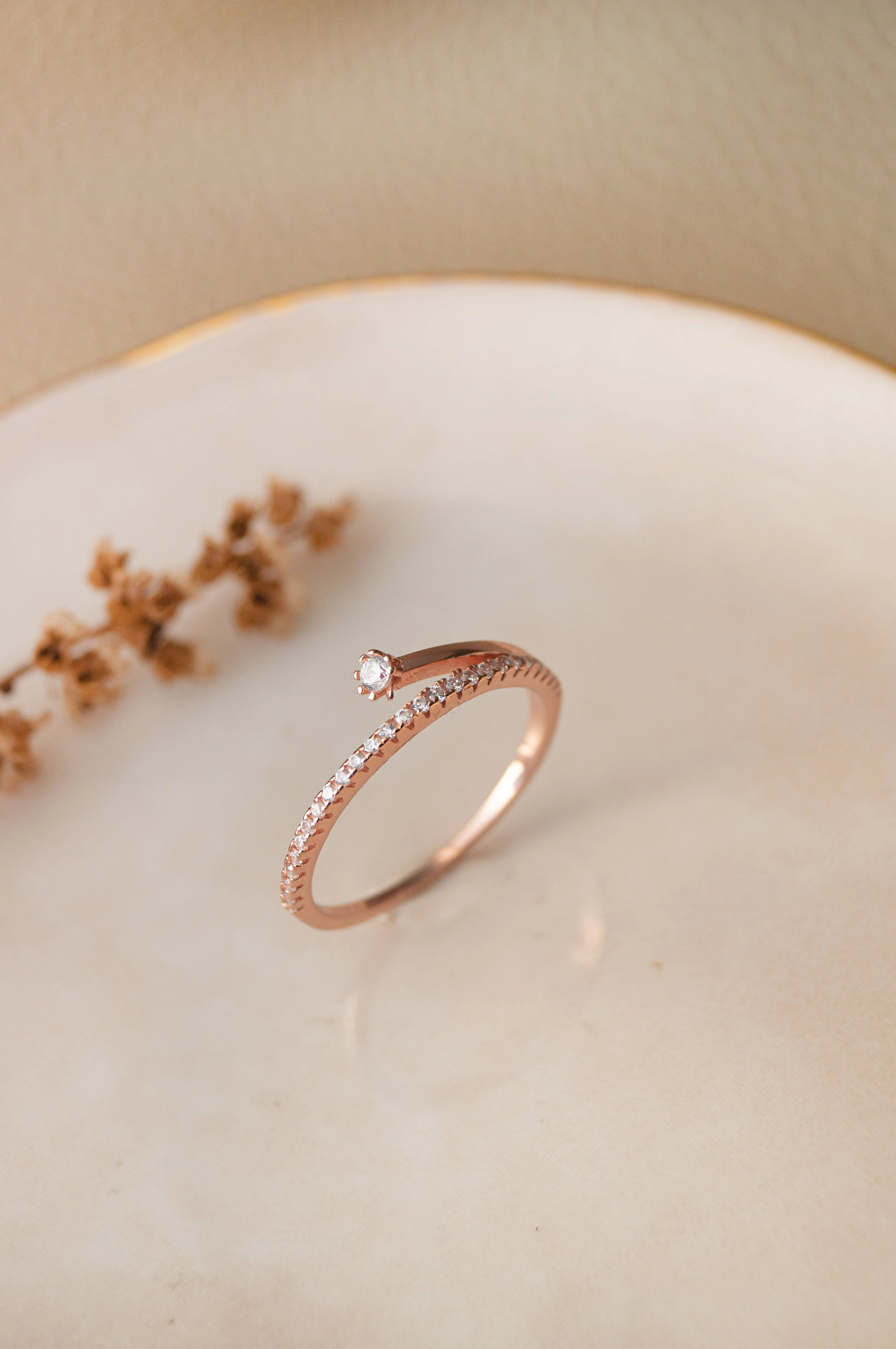 Eternity Ring With A Twist Rose Gold Plated Sterling Silver Band Ring
