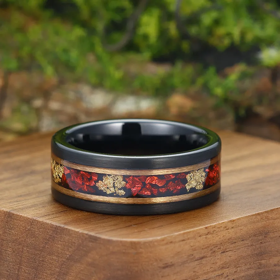 Exquisite Milgrain Red Garnet Engagement Couple Rings His And Hers S925 And Tungsten Matching Marriage Ring
