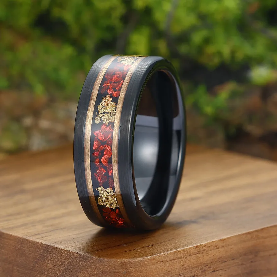 Exquisite Milgrain Red Garnet Engagement Couple Rings His And Hers S925 And Tungsten Matching Marriage Ring