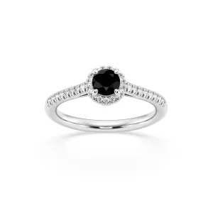 Facets of Love Black Solitaire Ring with 0.44ct of Diamonds in 18ct White Gold