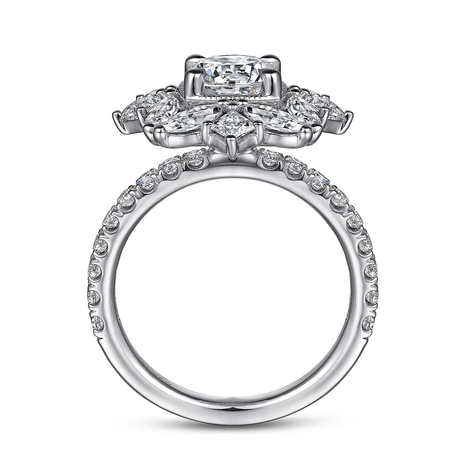 Fancy Halo Round Diamond Engagement Ring Mounting