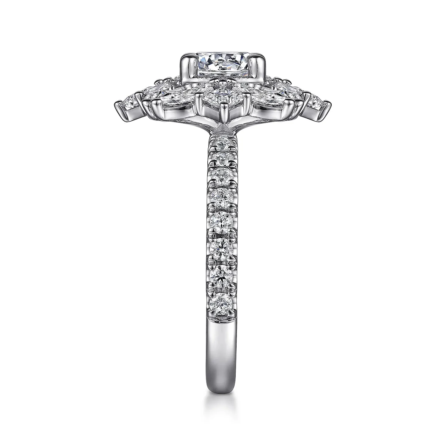 Fancy Halo Round Diamond Engagement Ring Mounting