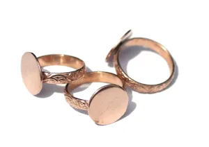 Flourish Pattern Ring 14mm Round Glue Pad - DIY Ring Blank