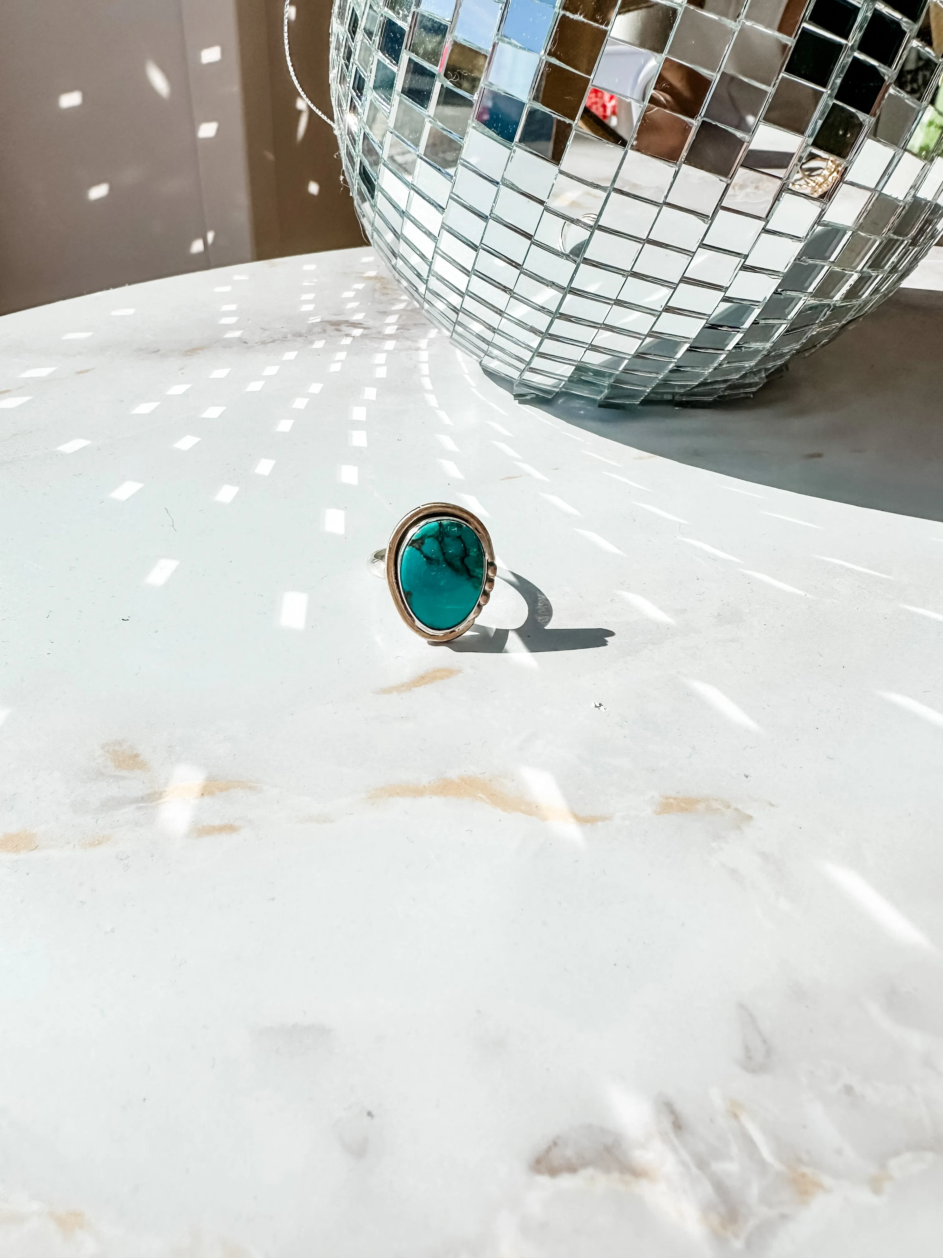 Four Bead Accent Turquoise Ring size 9