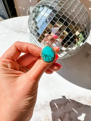 Four Bead Accent Turquoise Ring size 9