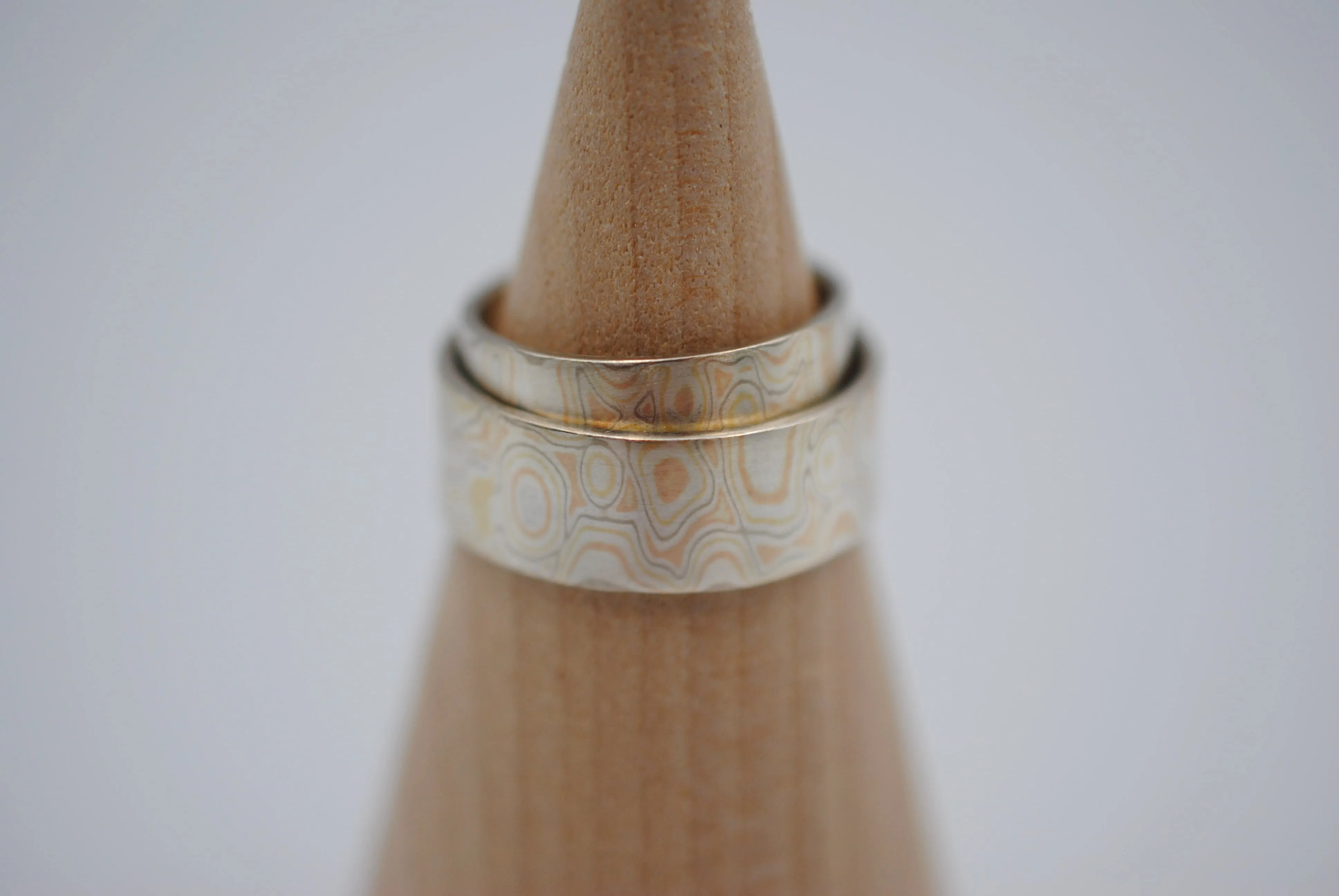 Four Tone Gold Mokume Gane His and Her Band