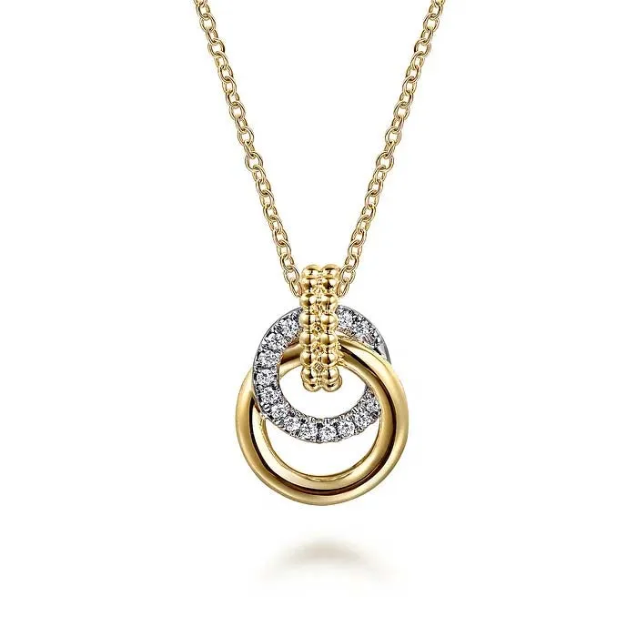 Gabriel & Co. Bujukan Diamond Pendant Necklace in 14K Yellow and White Gold