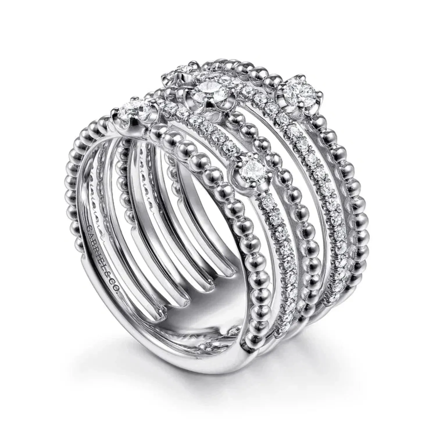 Gabriel & Co. Five Row Bujukan Ball and Diamond Station Ring