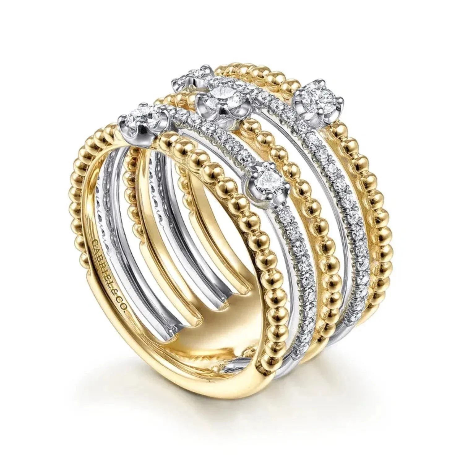 Gabriel & Co. Five Row Bujukan Ball and Diamond Station Ring