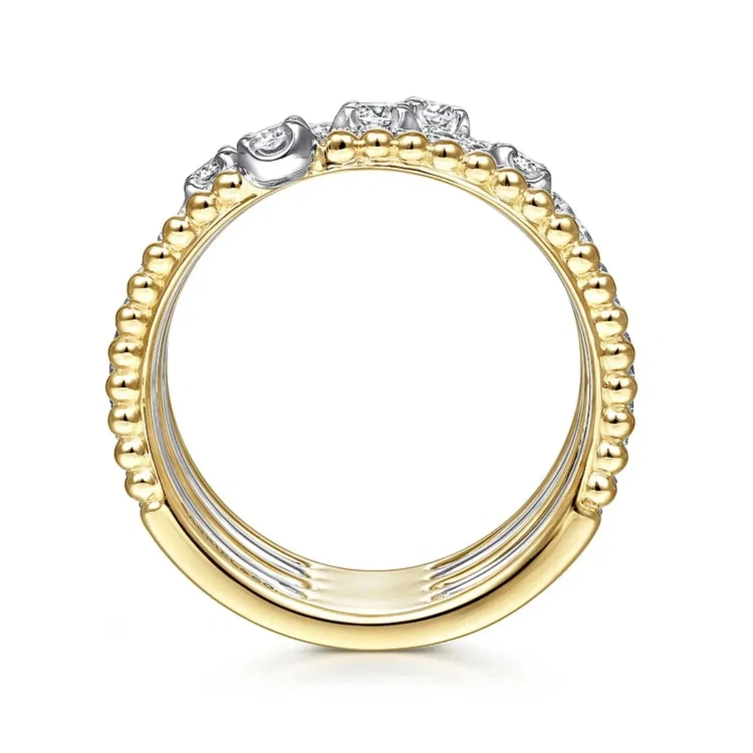 Gabriel & Co. Five Row Bujukan Ball and Diamond Station Ring