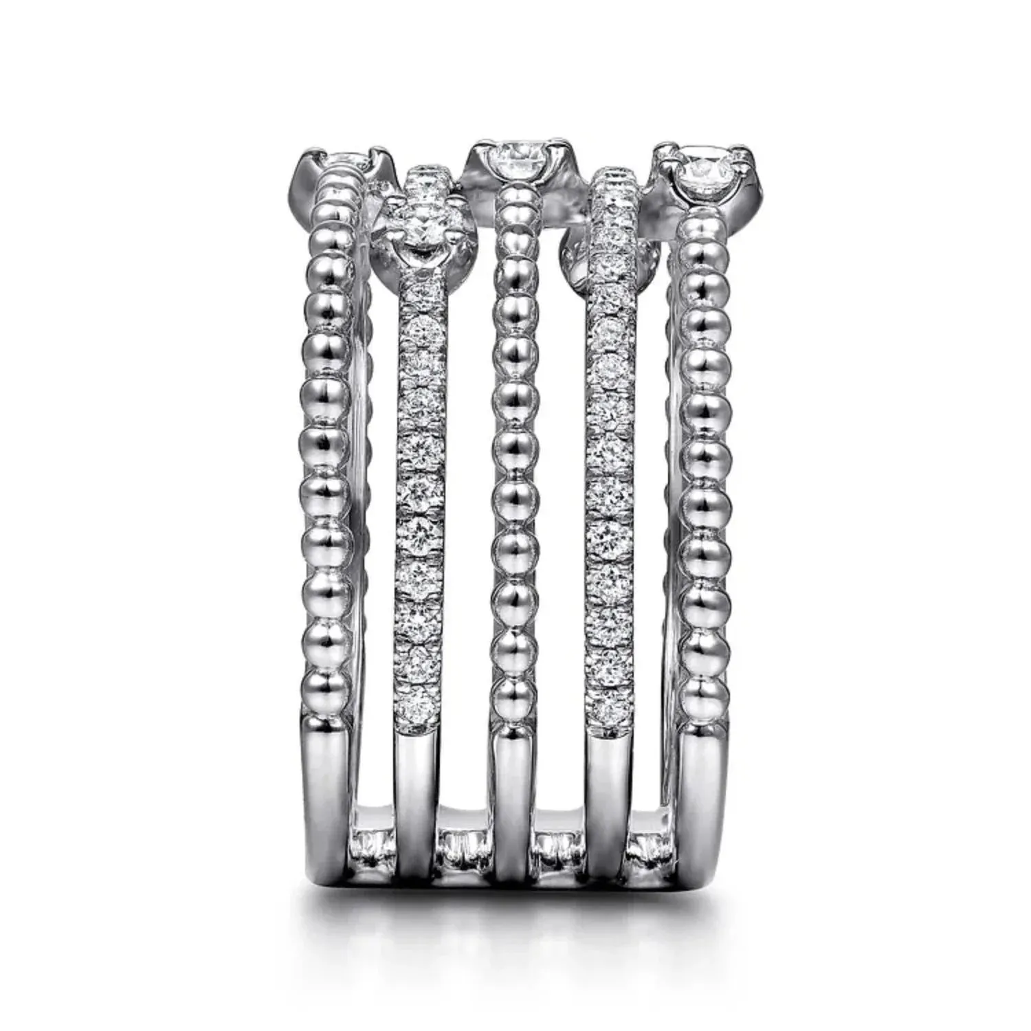 Gabriel & Co. Five Row Bujukan Ball and Diamond Station Ring