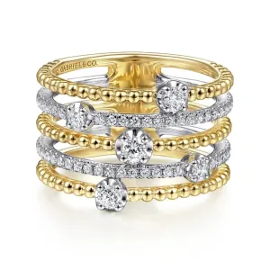 Gabriel & Co. Five Row Bujukan Ball and Diamond Station Ring