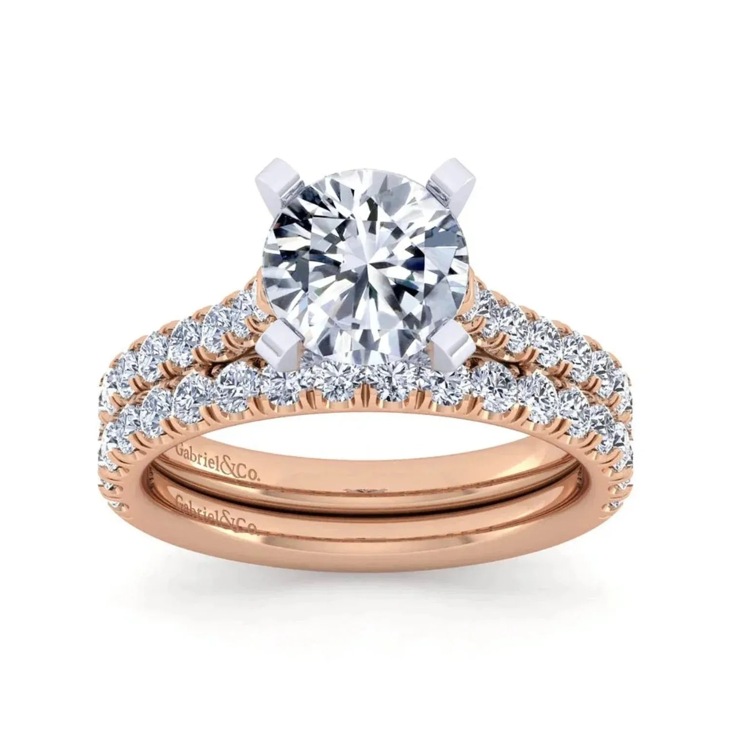 Gabriel & Co. "Erica" Round Cut Shared Prong Diamond Wedding Band