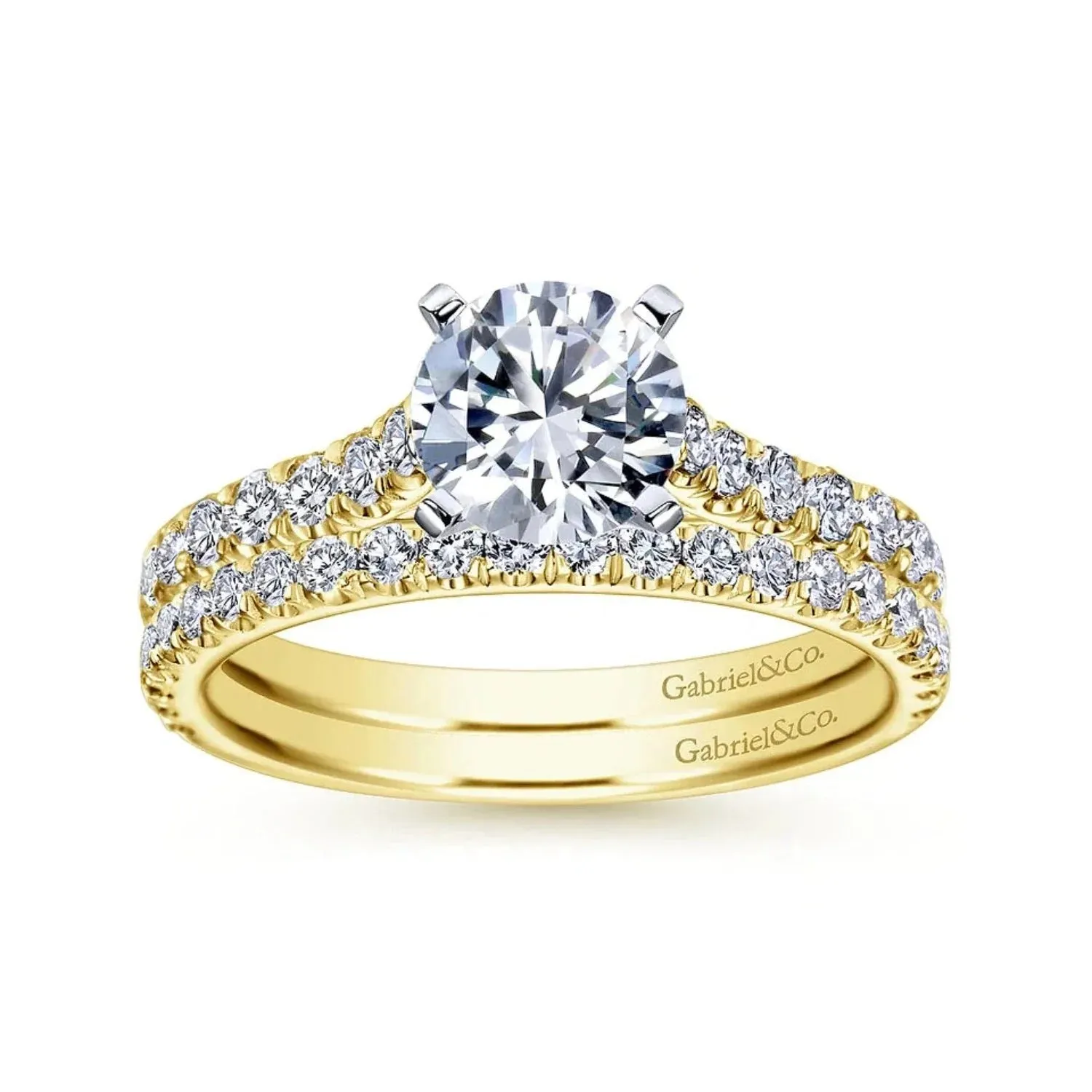 Gabriel & Co. "Erica" Round Cut Shared Prong Diamond Wedding Band