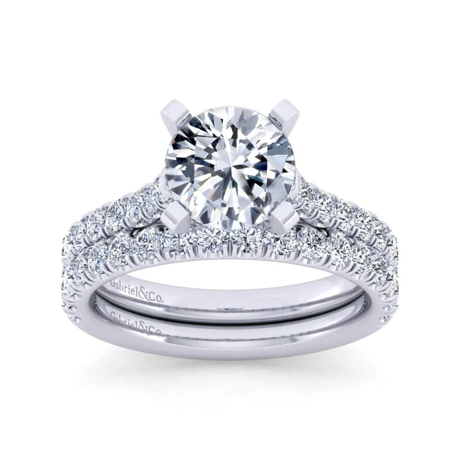 Gabriel & Co. "Erica" Round Cut Shared Prong Diamond Wedding Band