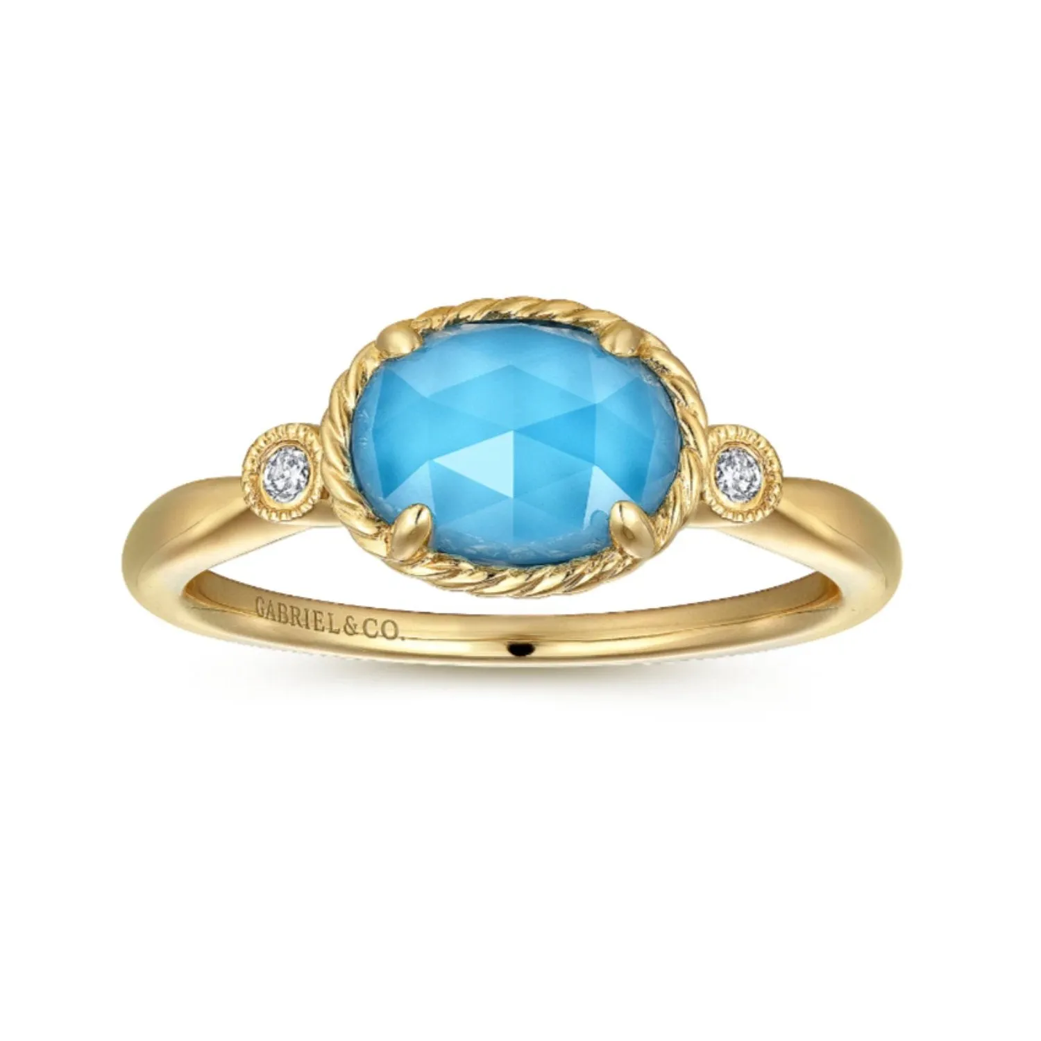 Gabriel & Co. Turquoise and Rock Crystal Diamond Ring