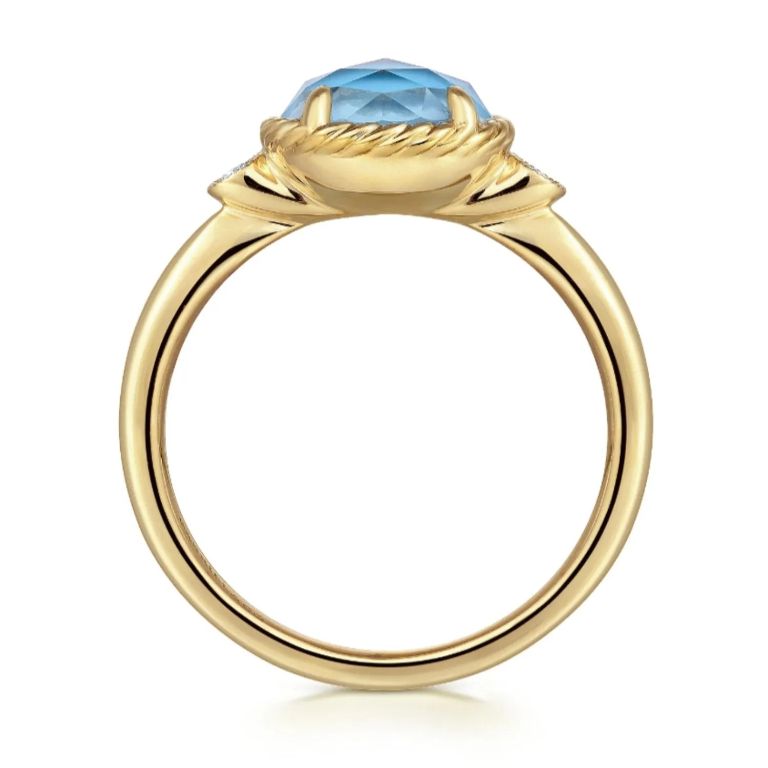 Gabriel & Co. Turquoise and Rock Crystal Diamond Ring