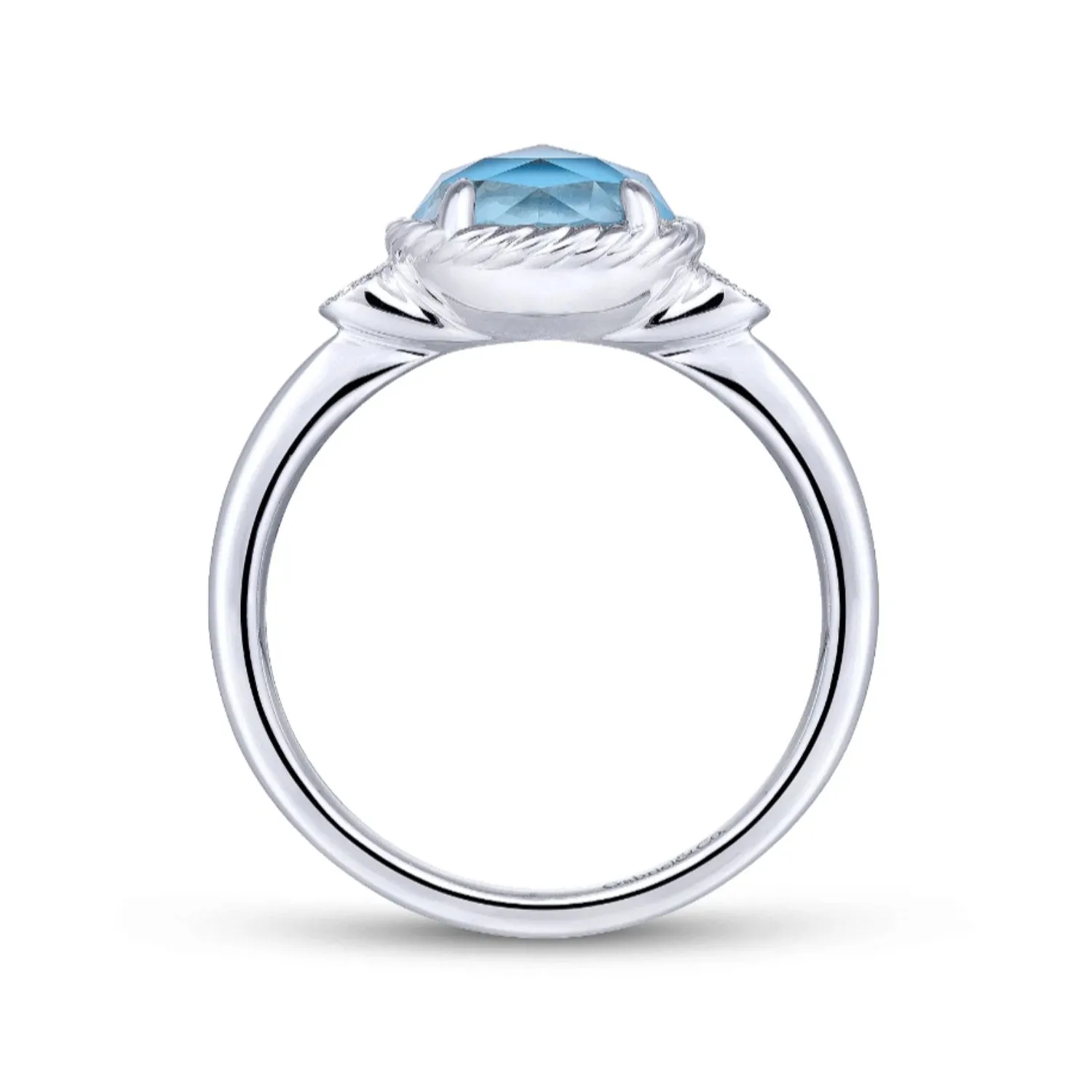 Gabriel & Co. Turquoise and Rock Crystal Diamond Ring