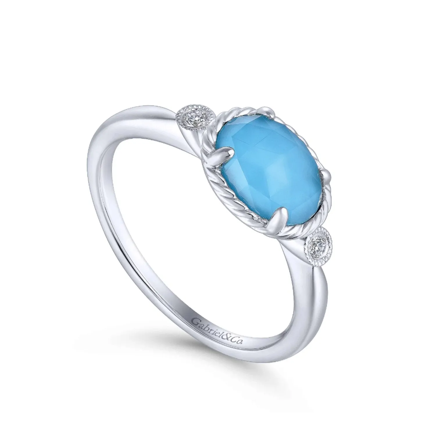 Gabriel & Co. Turquoise and Rock Crystal Diamond Ring