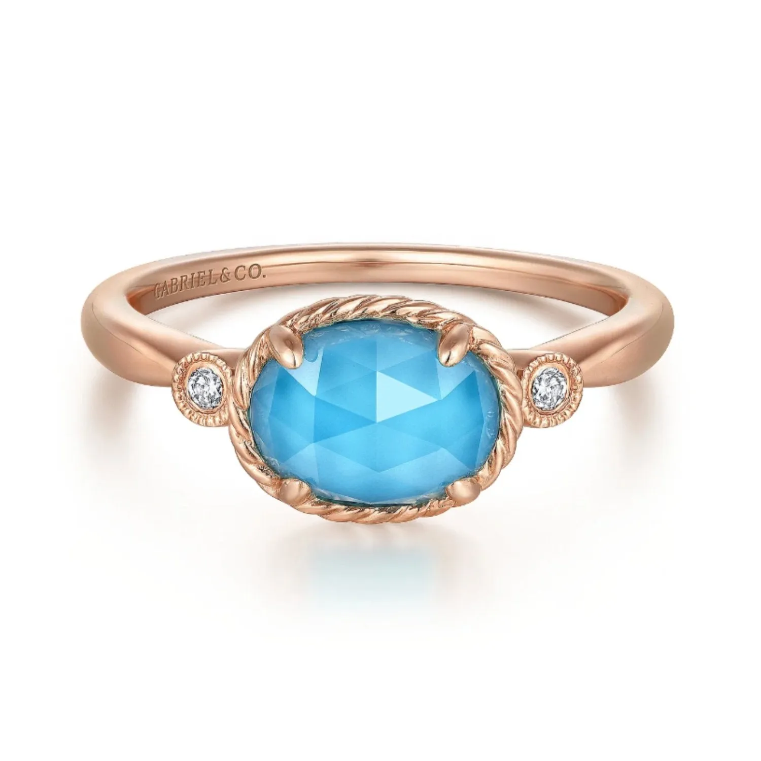 Gabriel & Co. Turquoise and Rock Crystal Diamond Ring