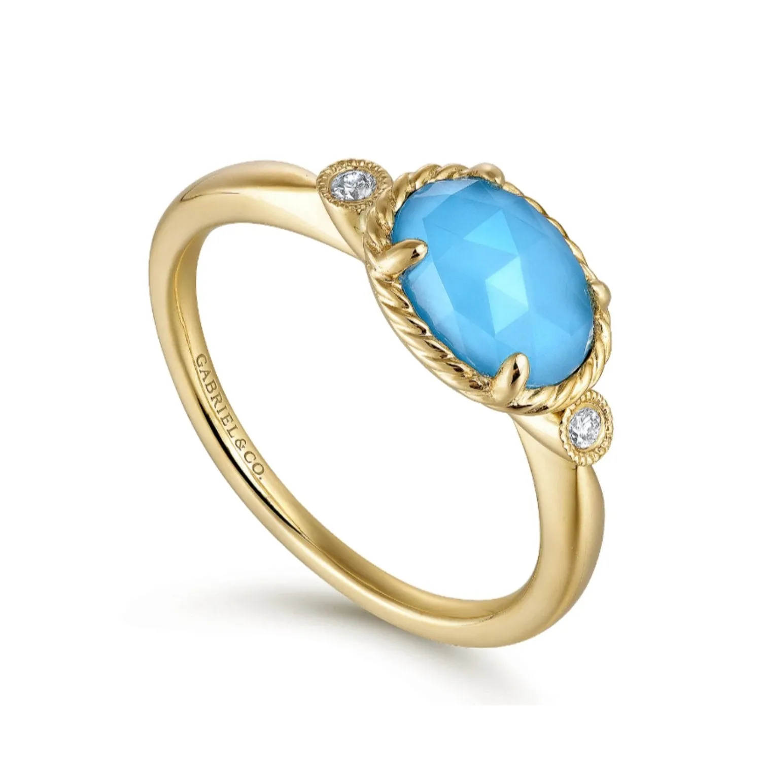 Gabriel & Co. Turquoise and Rock Crystal Diamond Ring