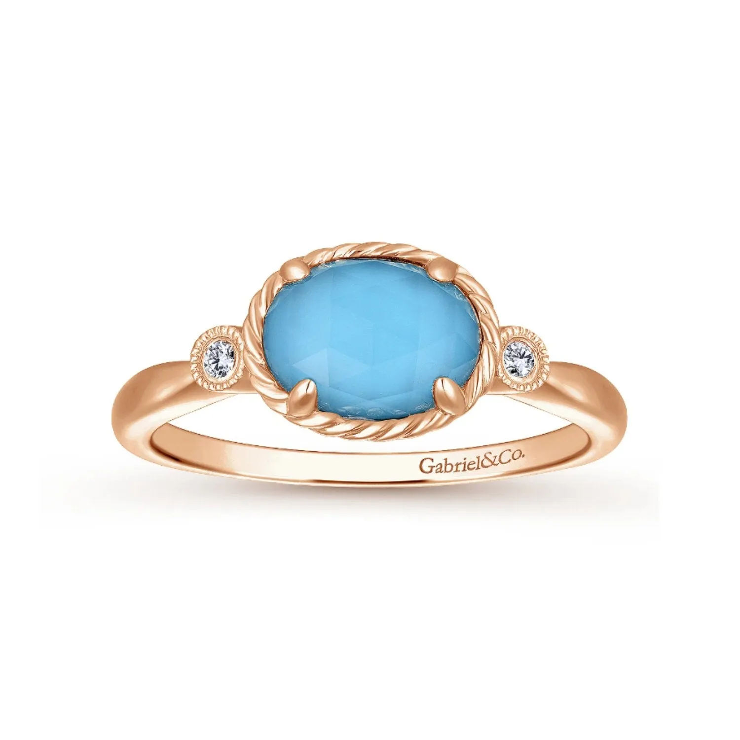 Gabriel & Co. Turquoise and Rock Crystal Diamond Ring
