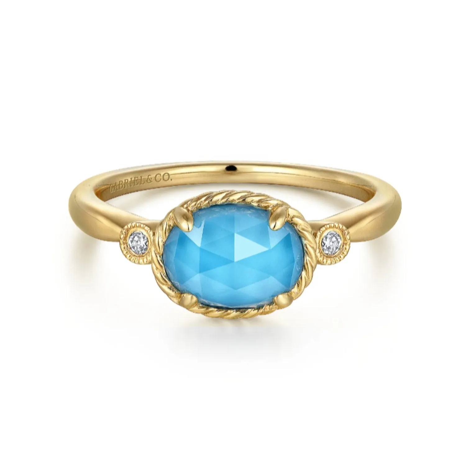 Gabriel & Co. Turquoise and Rock Crystal Diamond Ring