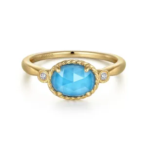Gabriel & Co. Turquoise and Rock Crystal Diamond Ring