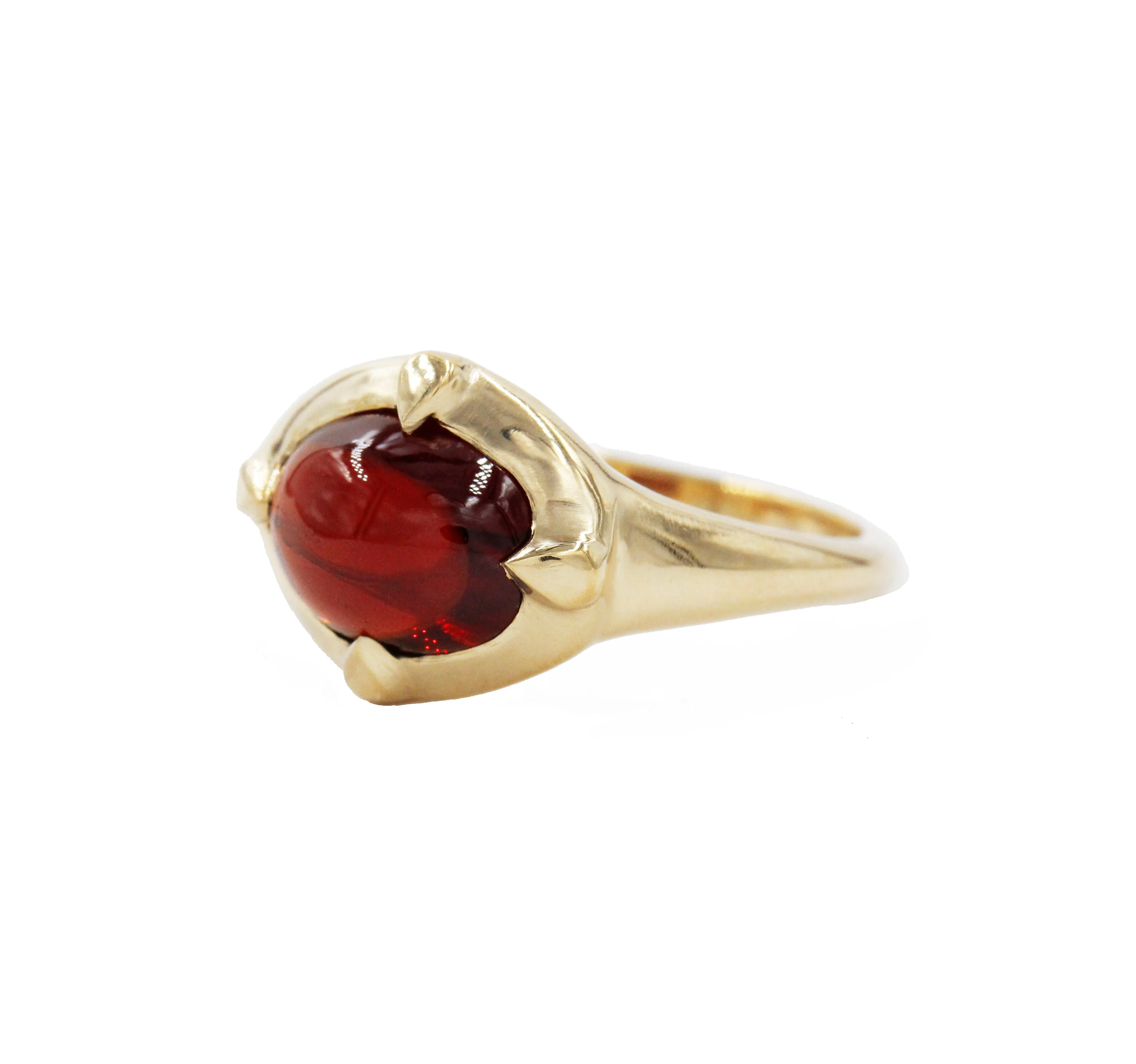 Garnet "En Cabochon" Claw Ring