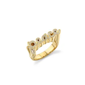 Gold & Diamond Peace Block Signet Ring