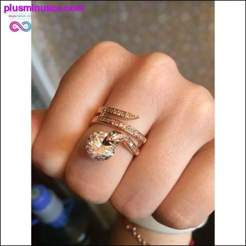 Gold Beaded Snake Ring With Crystal || PlusMinusco.com