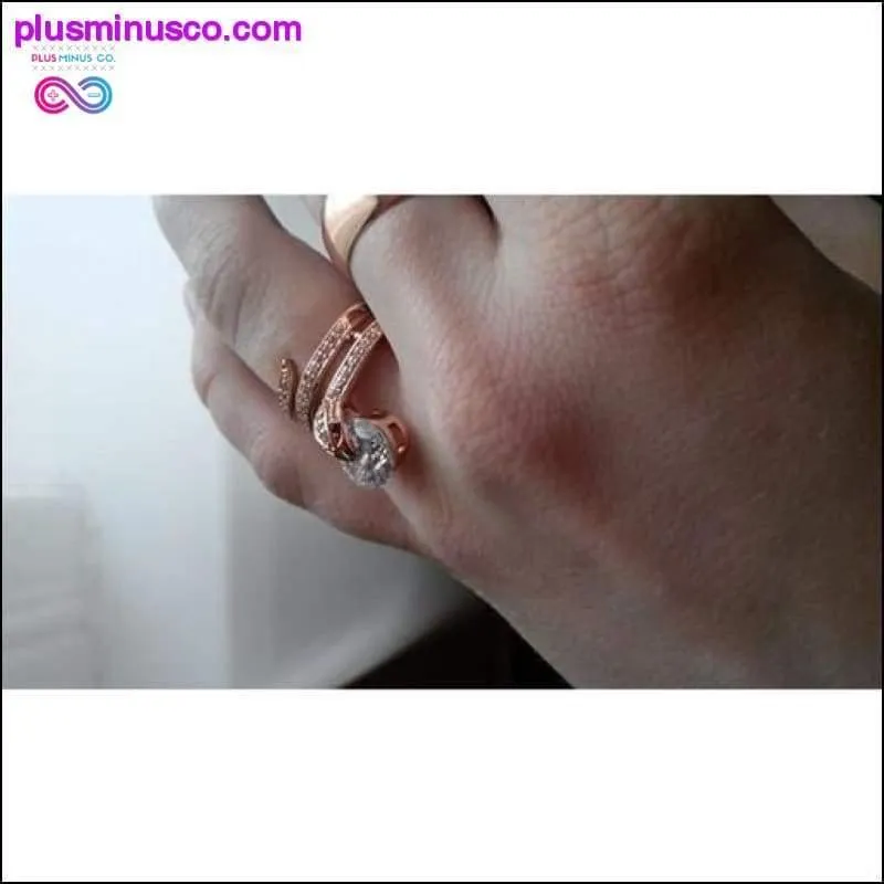 Gold Beaded Snake Ring With Crystal || PlusMinusco.com