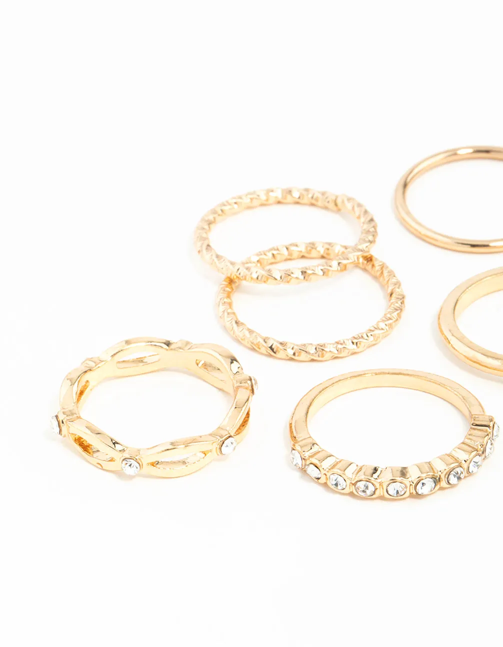 Gold Diamond Cut Twist Ring 8-Pack