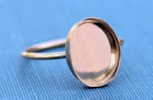 Gold Filled Oval 12x10mm Bezel Cup Ring blank - 16g RING BAND