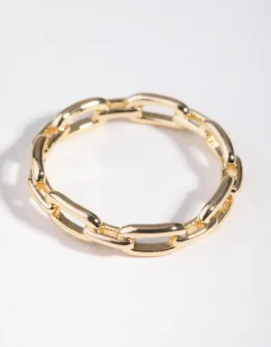 Gold Plated Skinny Rectangle Link Ring