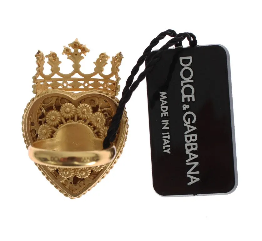 Gold SACRO CUORE Heart Crown Ring