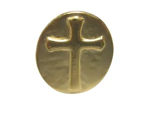 Gold Toned Oval Religious Cross Adjustable Size Fashion Ring