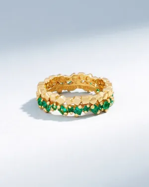Golden Mini Emerald Eternity Band