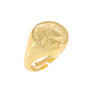 Greek Coin Pinky Ring