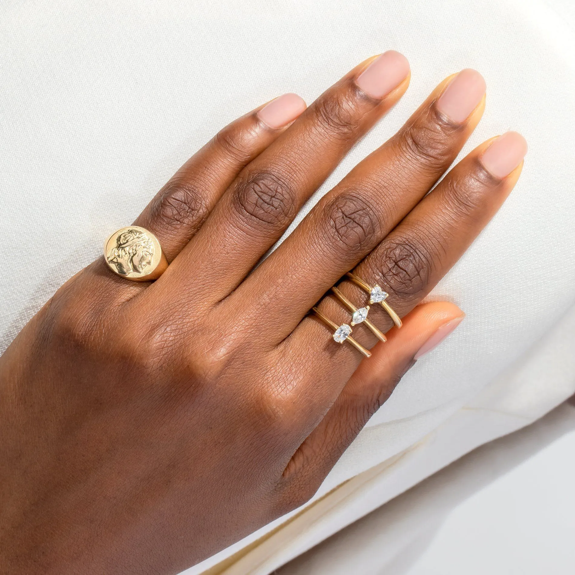 Greek Coin Pinky Ring