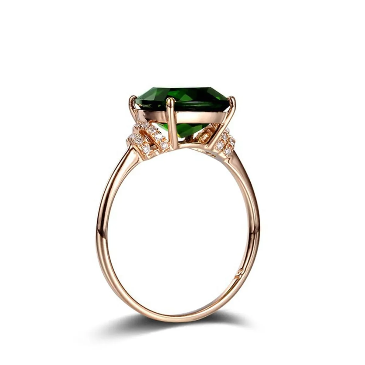 Green Crystal & Cubic Zirconia Princess-Cut Ring