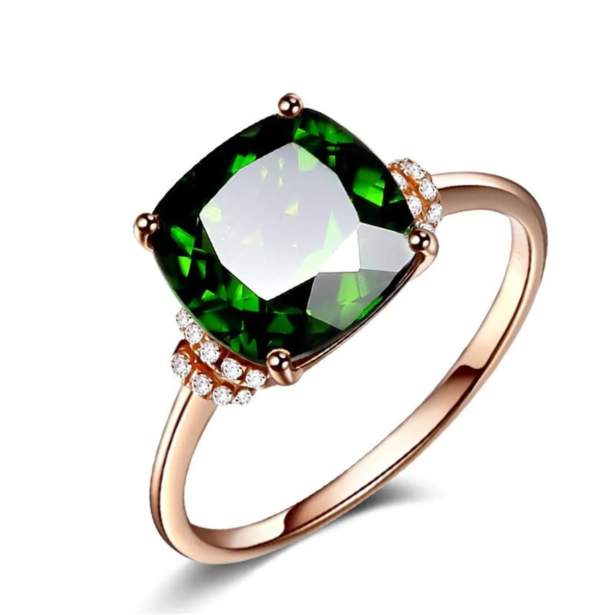 Green Crystal & Cubic Zirconia Princess-Cut Ring