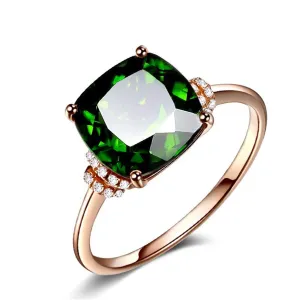 Green Crystal & Cubic Zirconia Princess-Cut Ring