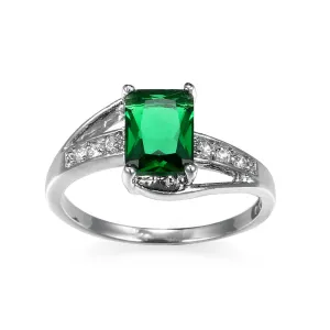 Green Crystal & Cubic Zirconia Rectangle-Cut Ring