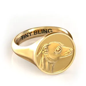 Greyhound Classic Round Signet Ring