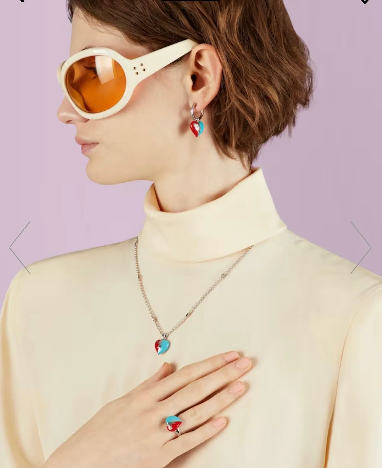 Gucci Interlocking G Heart Lightning Charm Earrings
