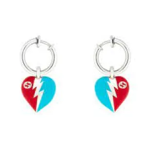 Gucci Interlocking G Heart Lightning Charm Earrings