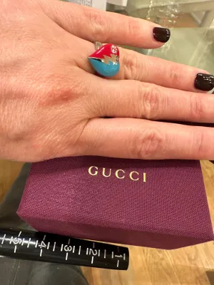 Gucci Interlocking G Heart Lightning Charm Ring