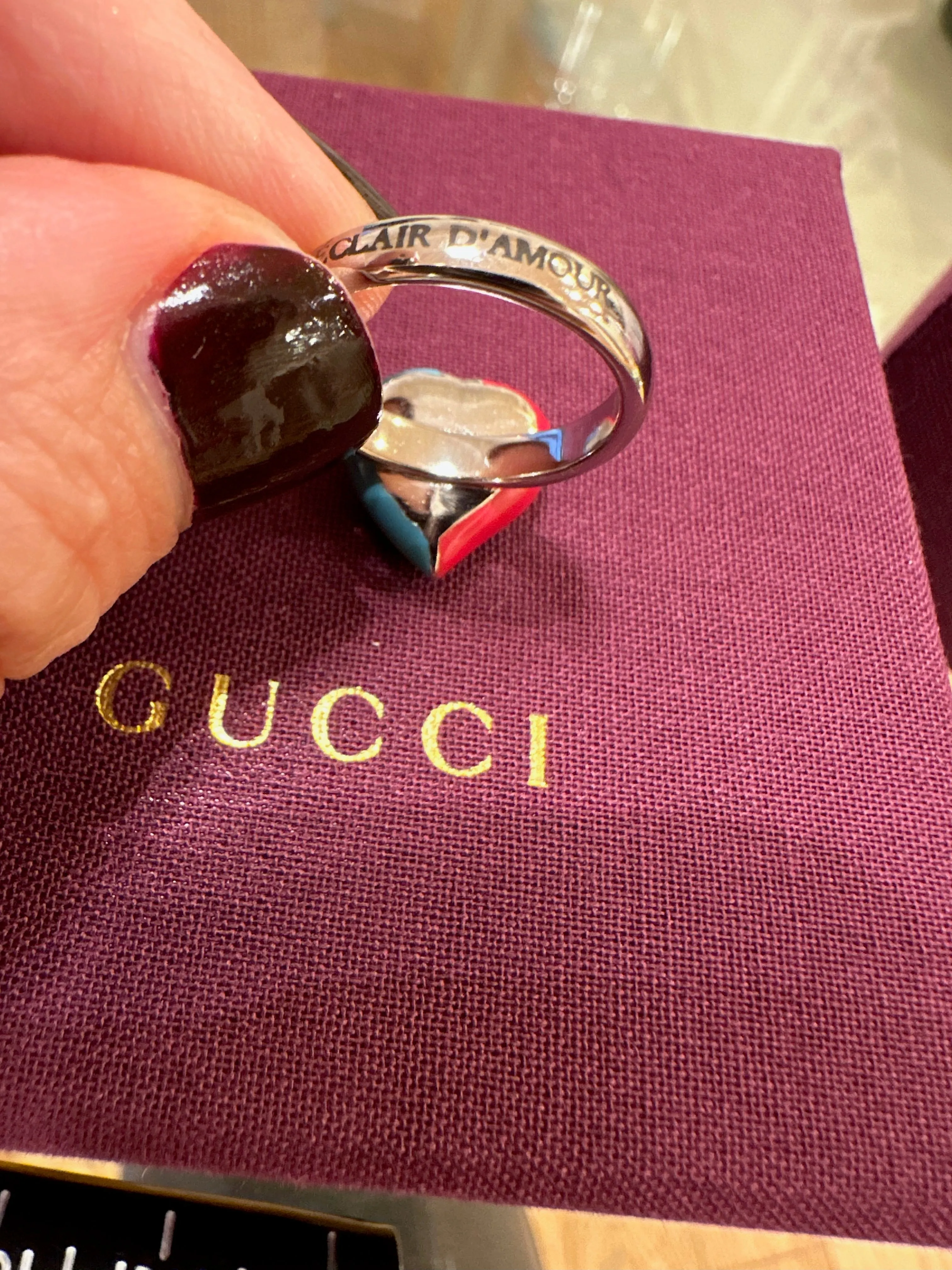 Gucci Interlocking G Heart Lightning Charm Ring